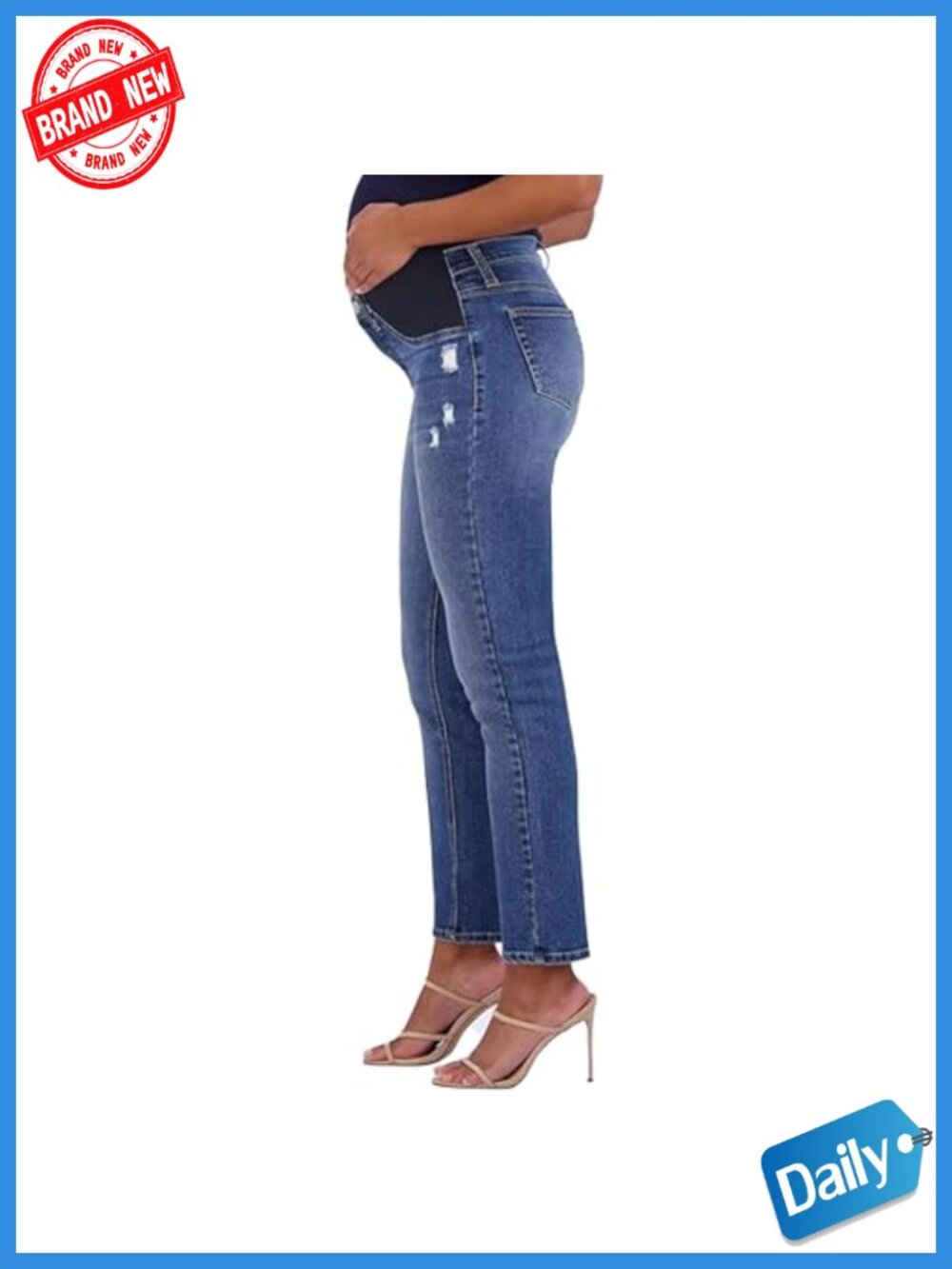 Savi Parker Maternity Jeans for Women, Straight Leg Under Belly High Waist,
